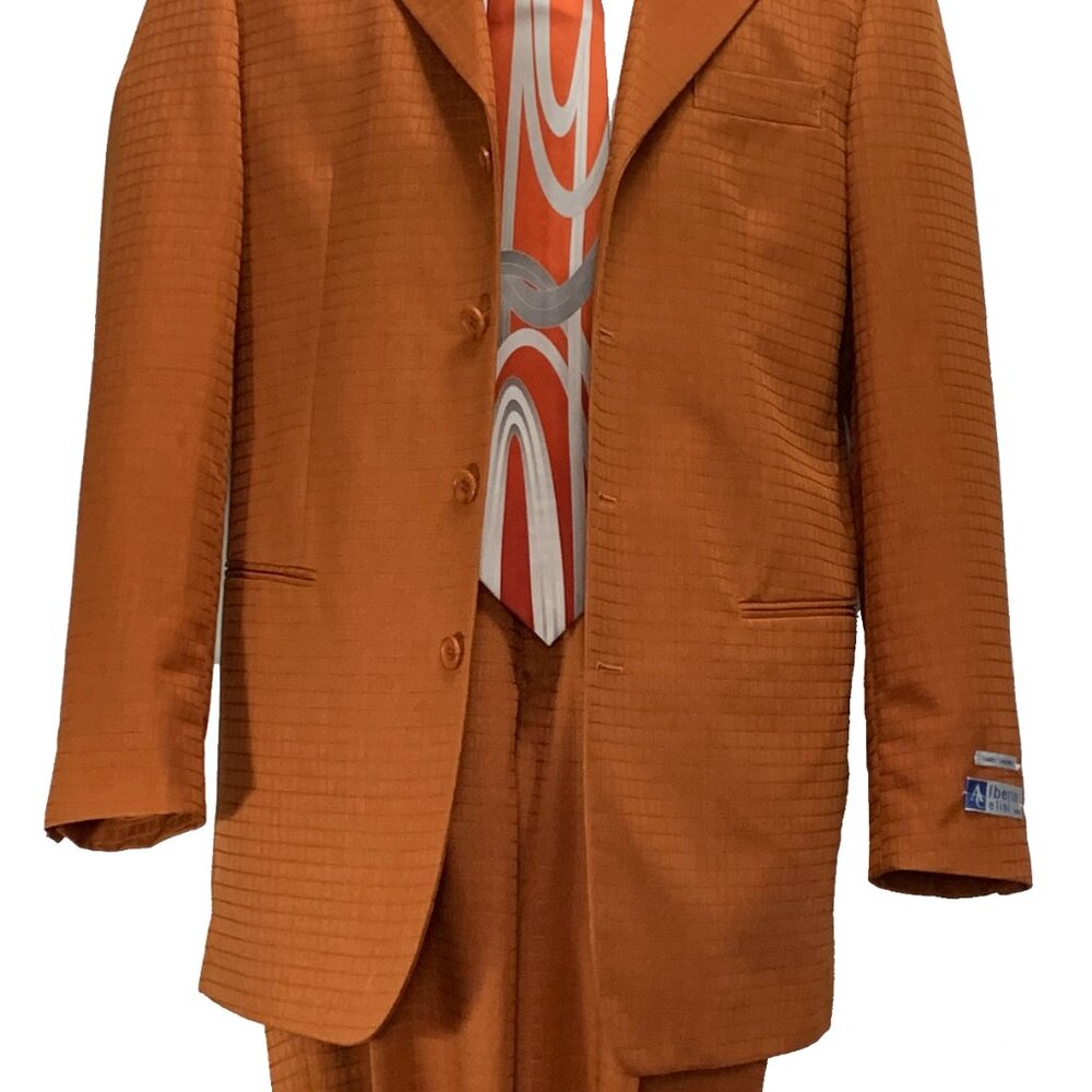 ALBERTO CELINI 2 PIECE 4B MEN'S SUIT HIHGT QUILIT ITALIAN POLYESTER TAFFETA FAB.